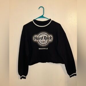 Hard Rock Cafe Women’s Crop Crewneck Sweater Nashville Metallic Silver Glitter S